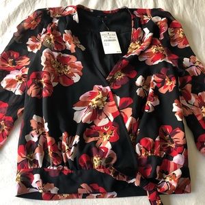 NEW Madewell Floral Long Sleeve Wrap Shirt
